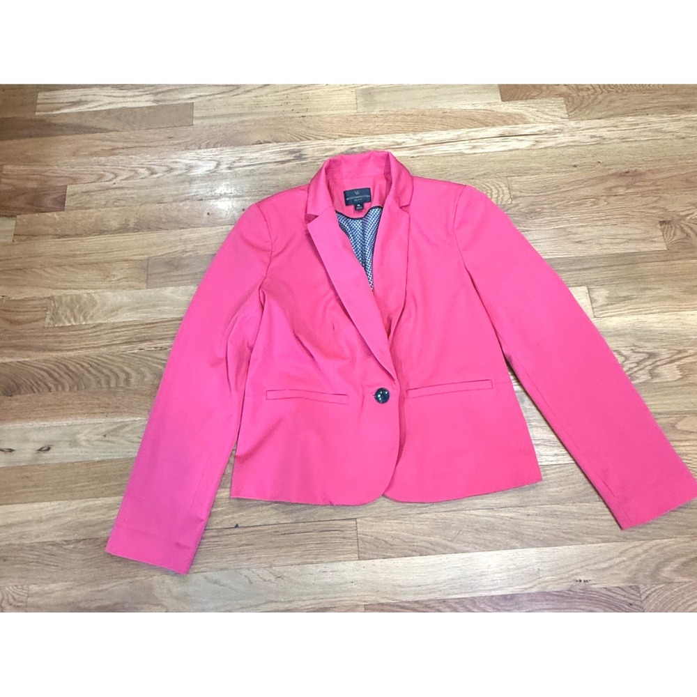 Worthington Petite Pink One Button Blazer Notched Lapel Career Jacket PL